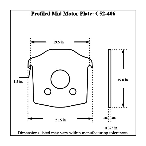 c52-406diagram Aluminum Profiled Mid Motor Plate Universal Without Bolt Pattern 3 8 Inch Thick: 1-1 2 Inch Diameter Notch