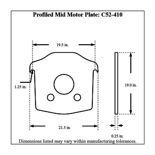 c52-410diagram Aluminum Profiled Mid Motor Plate Small Block and Big Block Chevy 1 4 Inch Thick: 1-1 4 Inch Diameter Notch