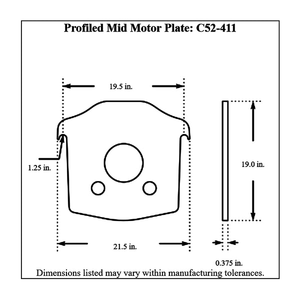 c52-411diagram Aluminum Profiled Mid Motor Plate Small Block and Big Block Chevy 3 8 Inch Thick: 1-1 4 Inch Diameter Notch