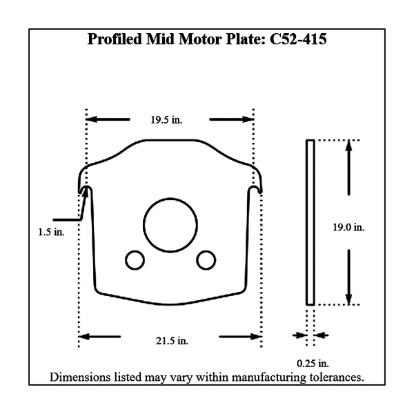 c52-415diagram Aluminum Profiled Mid Motor Plate Small Block and Big Block Chevy 1 4 Inch Thick: 1-1 2 Inch Diameter Notch