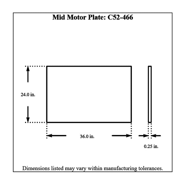 c52-466diagram Aluminum Mid Motor Plate Big Block Ford 24 Inch Height x 36 Inch Width x 1 4 Inch Thick