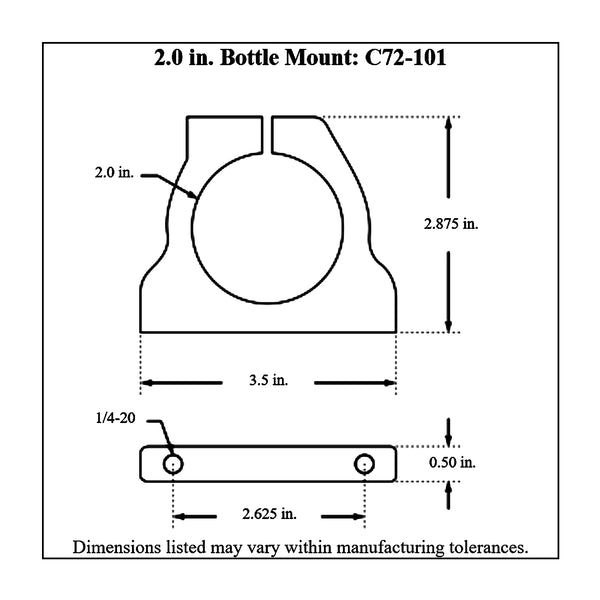 c72-101 Billet Aluminum Modular Bottle Mount, Includes Easy Spin Knob 2 Inch - For Use With Bar Mount Polished