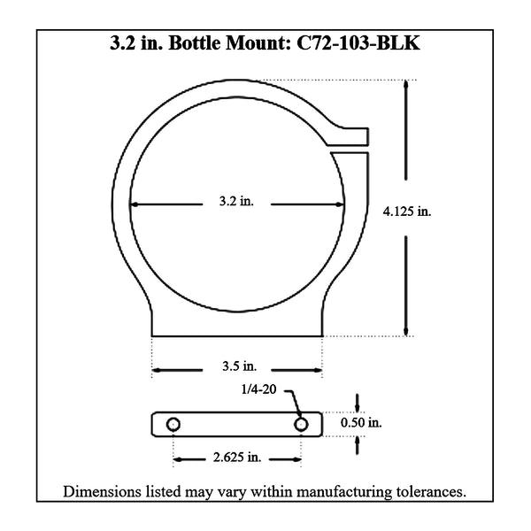 c72-103-blk Billet Aluminum Modular Bottle Mount, Includes Easy Spin Knob 3.2 Inch Brilliance Black