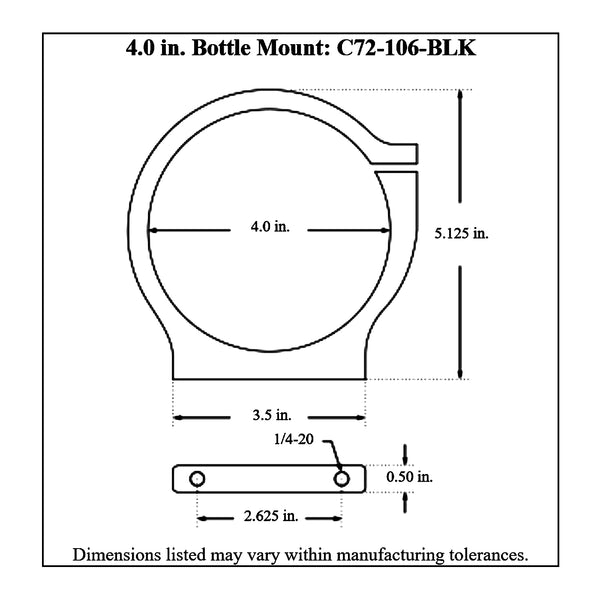 c72-106-blk Billet Aluminum Modular Bottle Mount, Includes Easy Spin Knob 4 Inch Brilliance Black