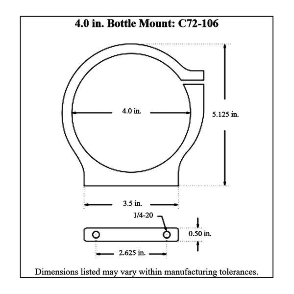 c72-106 Billet Aluminum Modular Bottle Mount, Includes Easy Spin Knob 4 Inch Polished