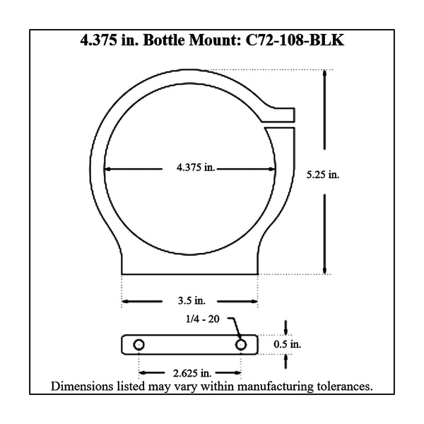 c72-108-blk Billet Aluminum Modular Bottle Mount, Includes Easy Spin Knob 4-3 8 Inch Brilliance Black