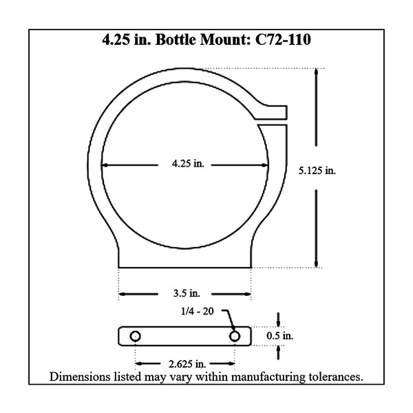 c72-110 Billet Aluminum Modular Bottle Mount, Includes Easy Spin Knob 4-1 4 Inch Polished