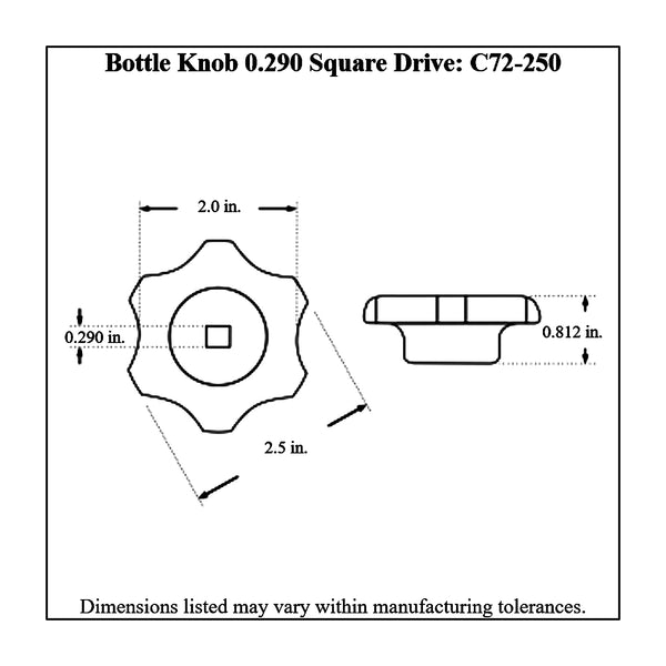 c72-250diagram Square Drive Billet Aluminum Bottle Valve Knob 0.290 in. Black