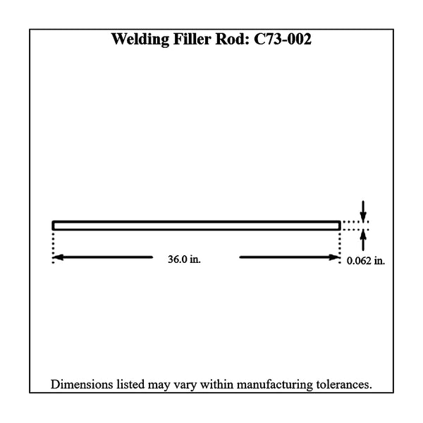 c73-002diagram #65 Weld Rod, 36 Inches Long 1/16 in. DIAMETER