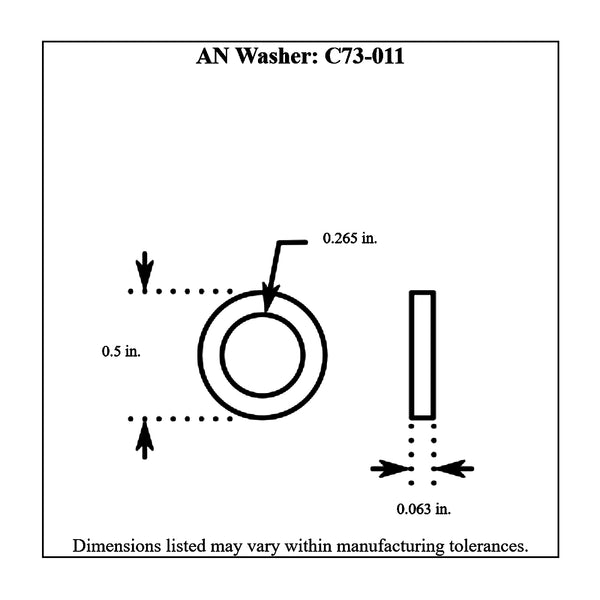 c73-011diagram Cadmium Plated AN washers, 100 Pack 1 4 in.