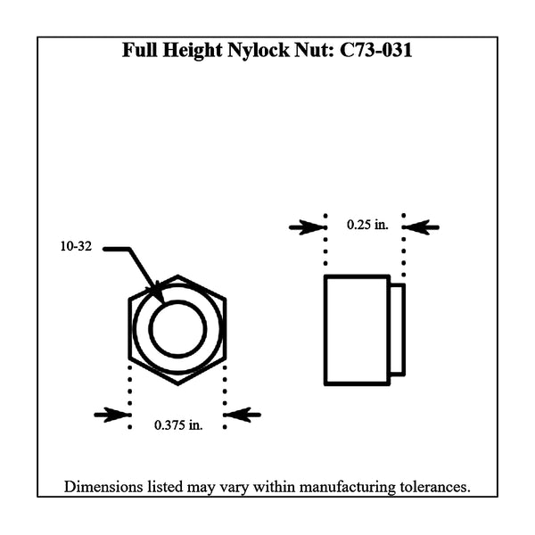 c73-031diagram Plated Steel Nylock Nuts, Grade 5 Full Height 10-32: Pack of 6