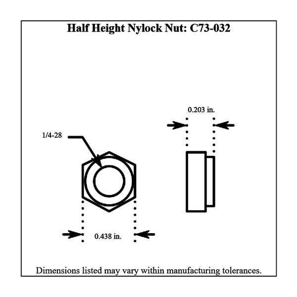 c73-032diagram Plated Steel Nylock Nuts, Grade 5 Half Height 1 4-28: Pack of 6