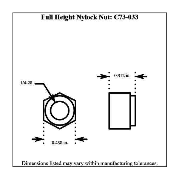 c73-033diagram Plated Steel Nylock Nuts, Grade 5 Full Height 1 4-28: Pack of 6