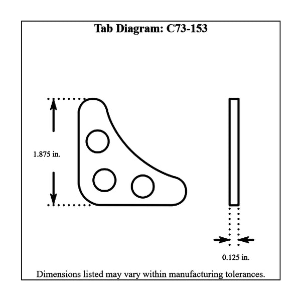 c73-153-4diagram 1/8 Inch Thick, 1-7/8 Inch Legs, With Holes, Mild Steel Weld Gusset