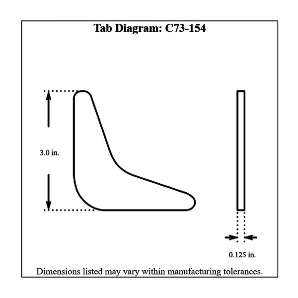 c73-154-4diagram 1/8 Inch Thick, 3 Inch Legs, Mild Steel Weld Gusset