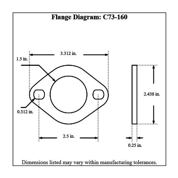 c73-160-2diagram 5/16 Inch Holes, 1/4 Inch Thick, 1-1/2 Inch Tube, Mild Steel Frame Weld Flange