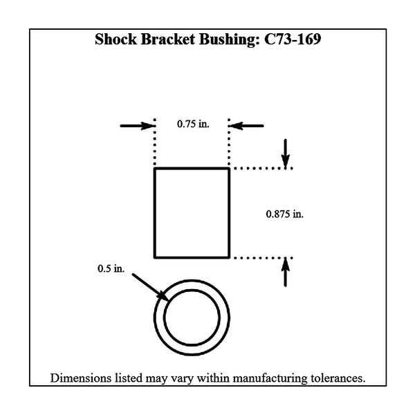 c73-169-4diagram 3/4 Inch Outside, 1/2 Inch Inside, Mild Steel Shock Bracket Bushing 7 8 Inch Each