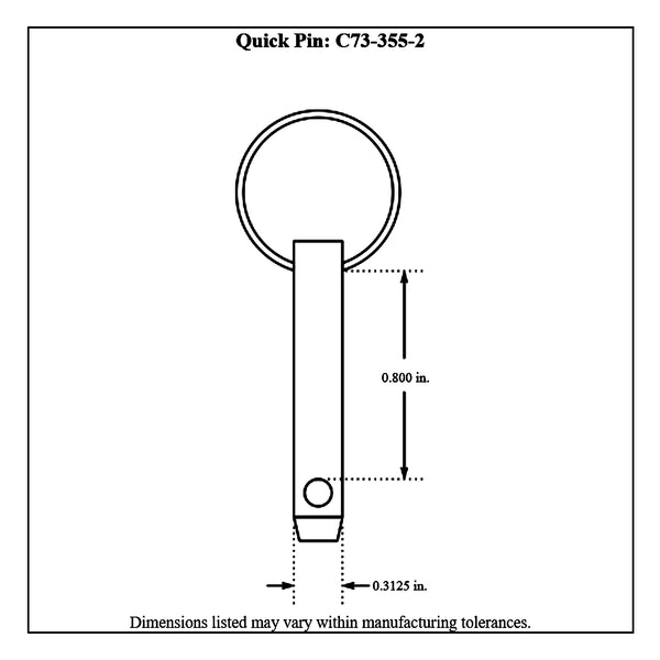 c73-355-2diagram Zinc Plated Steel Quick Pin 5 16 in. Diameter: 0.800 in. Grip