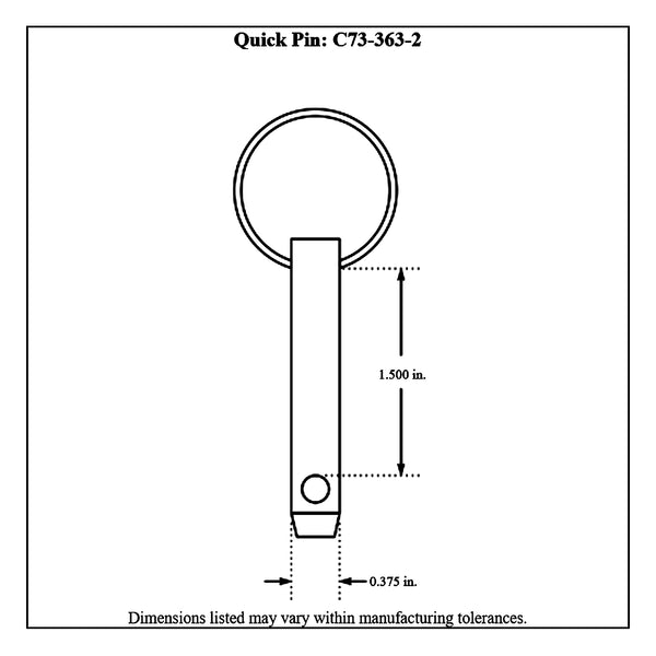 c73-363-2diagram Zinc Plated Steel Quick Pin 3 8 in. Diameter: 1.5 in. Grip