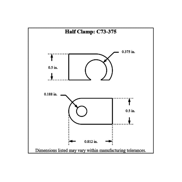 c73-375 Billet Aluminum Pro-Grip Clip Type Cable Clamp Half Clamp