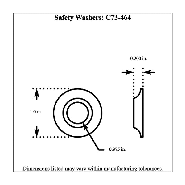 c73-464-2diagram Zinc Plated Safety Washers 3 8 in. Inside Diameter: 1 in. Outside Diameter: 0.200 Thickness Each