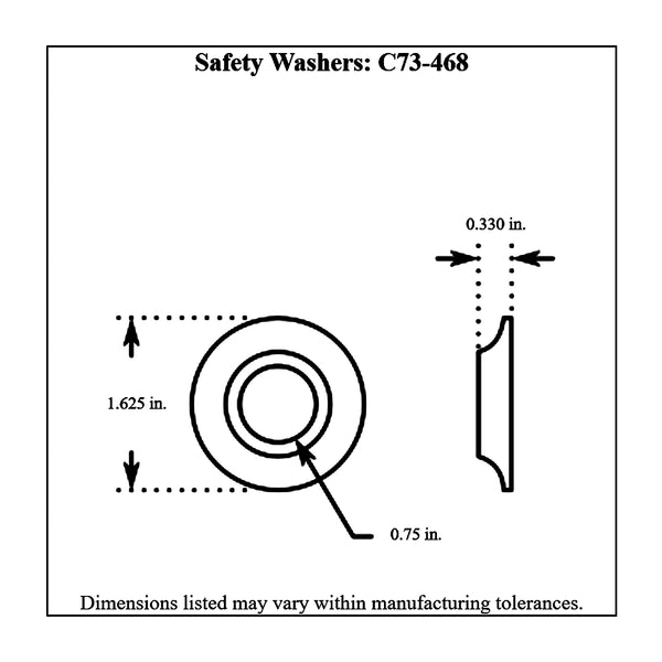 c73-468-2diagram Zinc Plated Safety Washers 3 4 in. Inside Diameter: 1-5 8 in. Outside Diameter: 0.330 Thickness Each