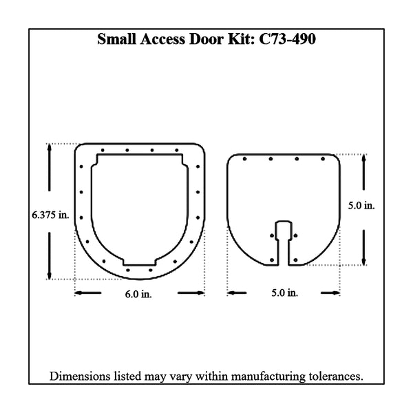 c73-490diagram Aluminum Access Door Kit, Vibratory Satin Finish. Includes Mounting Hardware Small 5 Inch x 5 Inch