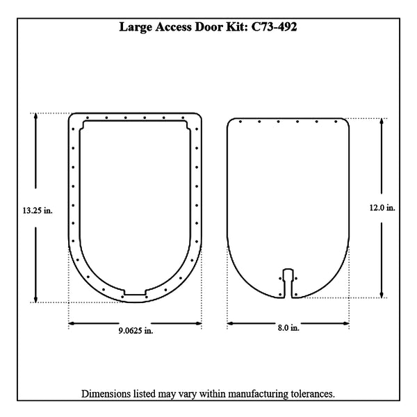 c73-492diagram Aluminum Access Door Kit, Vibratory Satin Finish. Includes Mounting Hardware Large 8 inch x 12 Inch