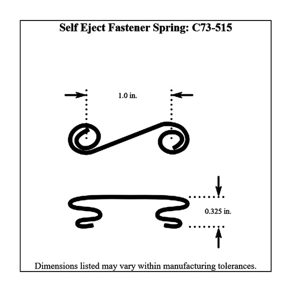 c73-515-10diagram Dzus Fastener Springs, Pack of 10 Self Eject: Rivet spacing is 1 in. Center to Center