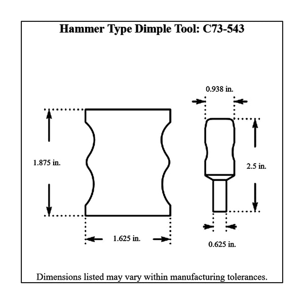 c73-543diagram Dzus Fastener Dimple Tool Hammer Type For Large Self Eject Fasteners - Black