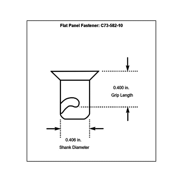 c73-582-10diagram Quarter-Turn Dzus Buttons, Pack of 10 Steel Flat 0.400 in.