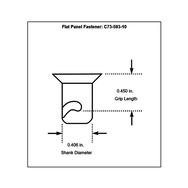 c73-593-10diagram Quarter-Turn Dzus Buttons, Pack of 10 Aluminum Flat 0.450 in.