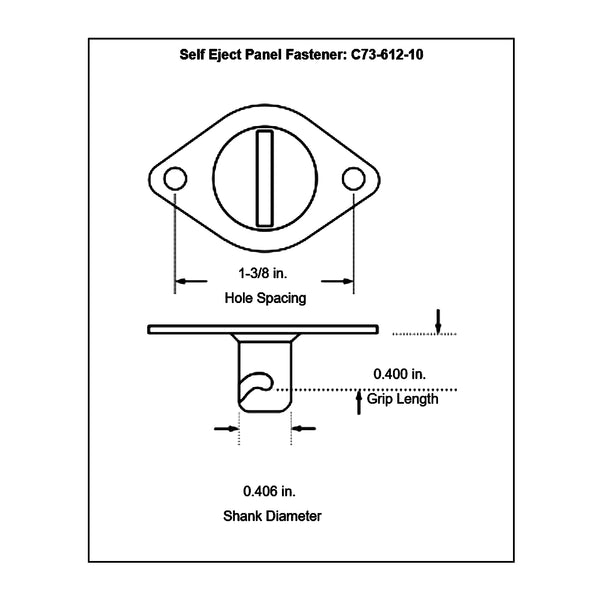 c73-612-10diagram Steel Self-Eject Dzus Buttons, Pack of 10 Large "Pro-Stock" .400 Inch