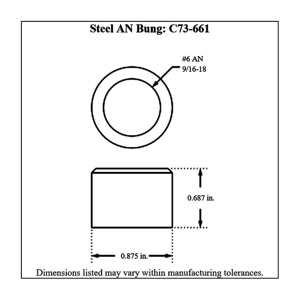 c73-661diagram AN Thread Weld Bung Female Steel -6 AN