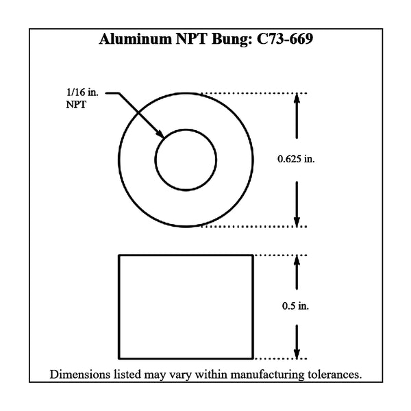 c73-669diagram NPT Female Weld Bung Aluminum 1 16 NPT