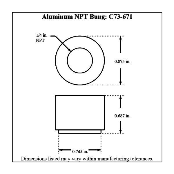 c73-671diagram NPT Female Weld Bung Aluminum 1 4 NPT