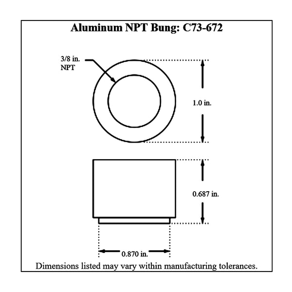 c73-672diagram NPT Female Weld Bung Aluminum 3 8 NPT