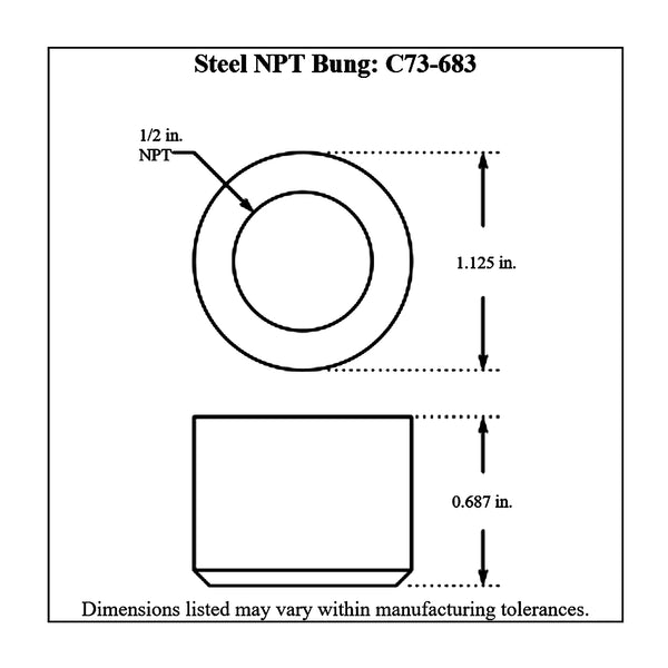 c73-683diagram NPT Female Weld Bung Mild Steel 1 2 NPT