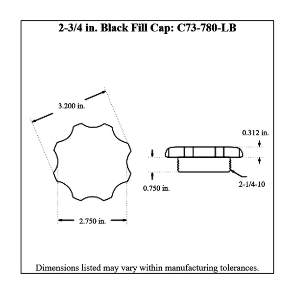 c73-705diagram Easy Turn Fill Cap with Lanyard Boss and Aluminum Fuel Cell Bung Silver 6 Bolt: 2-3 4 Inch Cap Black