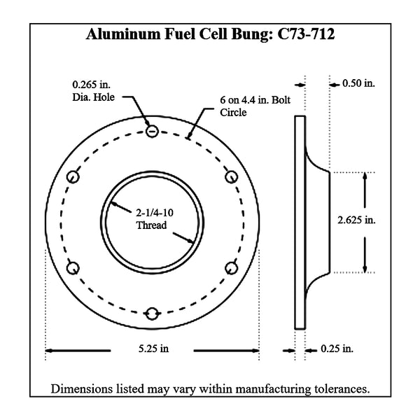 c73-706diagram2 Easy Turn Fill Cap with Lanyard Boss and Aluminum Fuel Cell Bung Silver 6 Bolt: 2-3 4 Inch Cap Red