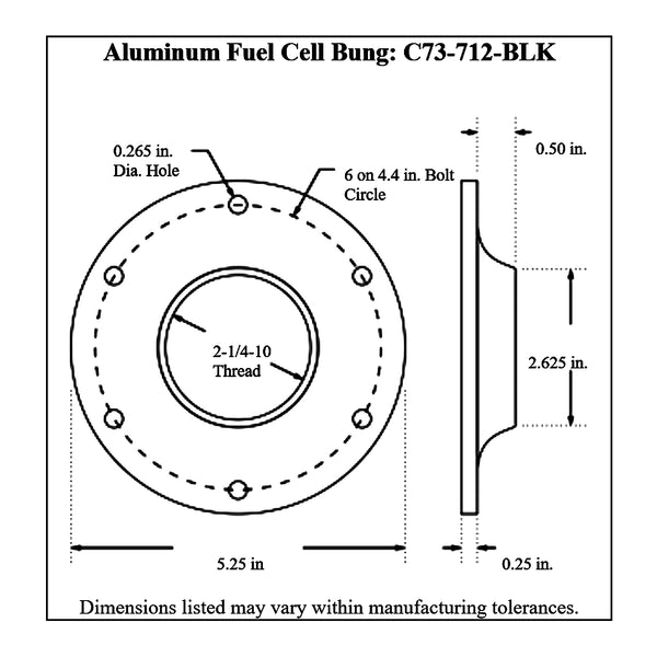 c73-709-blkdiagram2 Easy Turn Fill Cap with Lanyard Boss and Aluminum Fuel Cell Bung Black 6 Bolt: 2-3 4 Inch Cap Polished