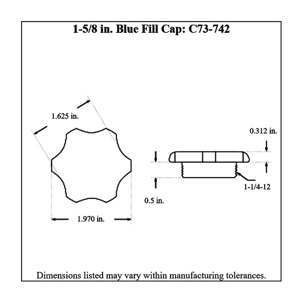 c73-737diagram_d6248683-71f3-4d5c-a31a-b586a7420666 Easy Turn Fill Cap with Aluminum Weld Bung 1-5 8 Inch without Lanyard Boss 1 2 Inch Blue