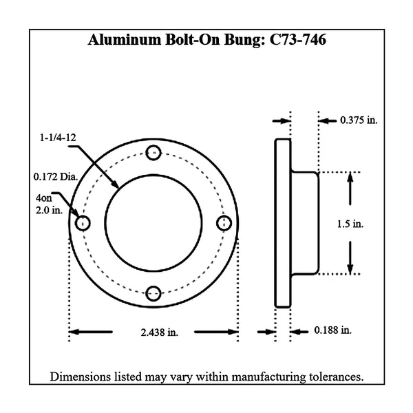 c73-746diagram Bolt-On Aluminum Fill Cap Bung 1-5 8 Inch