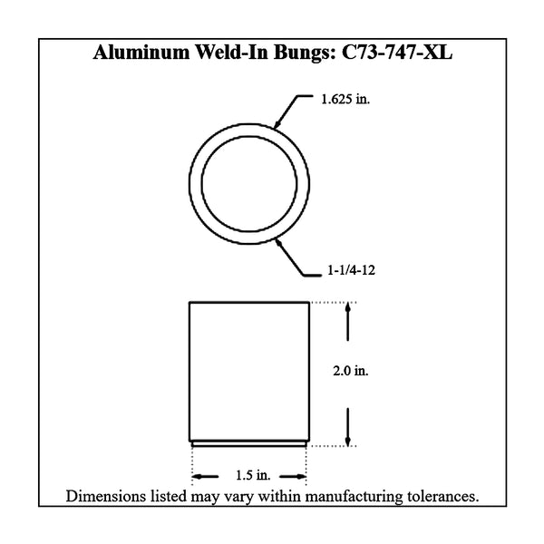 c73-747-xldiagram Weld Fill Cap Bung Aluminum For 1-5 8 Inch Fill Cap 2 Inch Tall