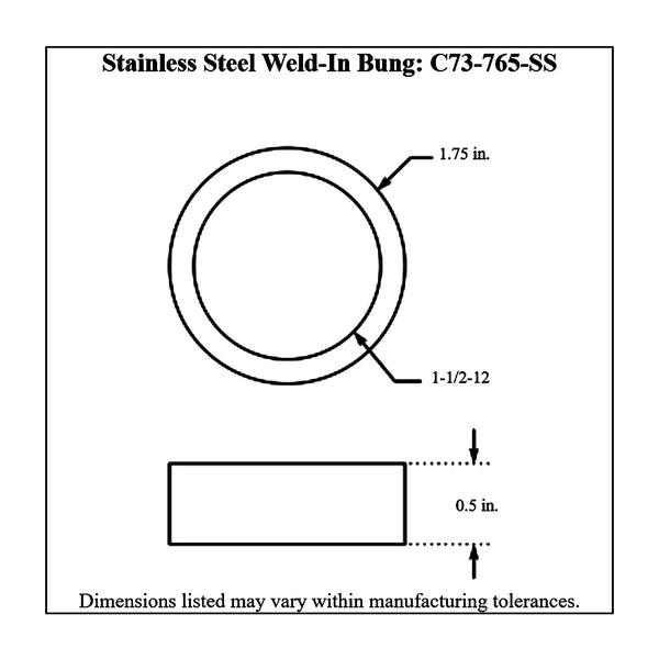 c73-765-ssdiagram_b4e531d4-88ec-4313-aefa-05c4840cdce0 Easy Turn Fill Cap with Stainless Steel Weld Bung 2 Inch without Lanyard Boss Black