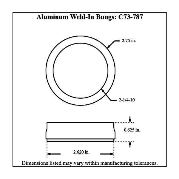 c73-787diagram Weld Fill Cap Bung Aluminum For 2-3 4 Inch Fill Cap 5 8 Inch Tall