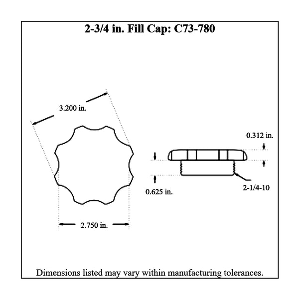 c74-775-h2diagram Easy Turn Fill Cap with Aluminum Remote Mount Bung 2-3 4 Inch with Lanyard Boss Recessed Remote Mount: 2 Inch Hose Black