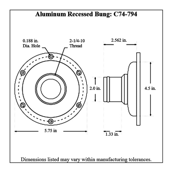 c74-775-h2diagram2 Easy Turn Fill Cap with Aluminum Remote Mount Bung 2-3 4 Inch with Lanyard Boss Recessed Remote Mount: 2 Inch Hose Black