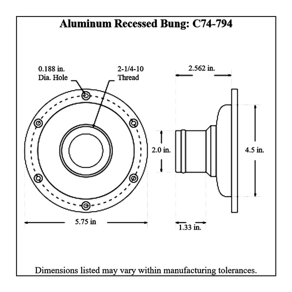 c74-794diagram Aluminum Remote Mount Fill Cap Bung Recessed Remote Mount: 2 Inch Hose 2-3 4 Inch Silver