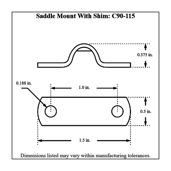 c90-115 Saddle Mount with Shim Plate Clip Type Cable Clamp, Plated Mild Steel